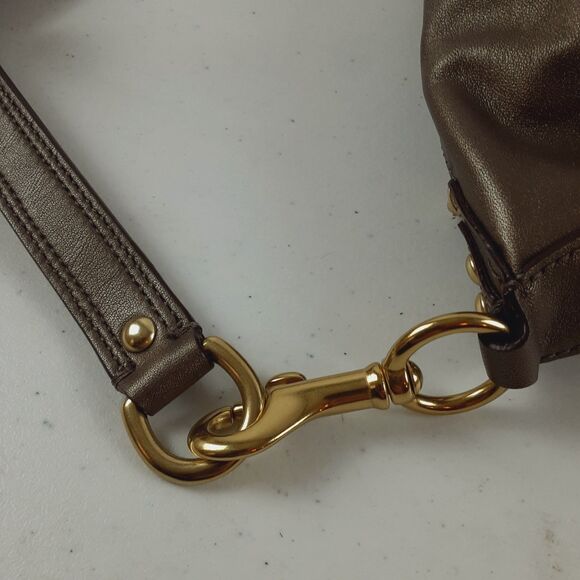 Coach 15445 Ashley Metallic Bronze Leather Satchel Shoulder Bag Convertible Bag - Picture 3 of 16